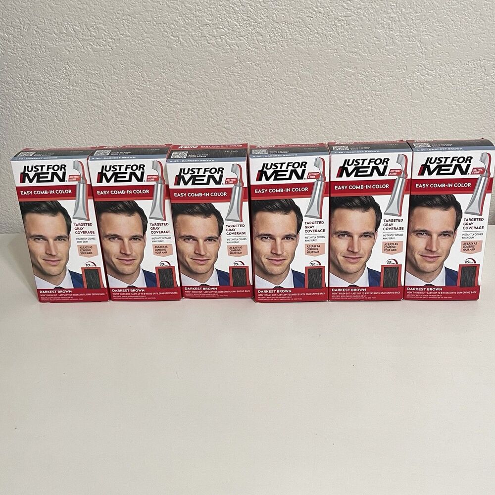 Just For Men Easy Comb-In Color A-50 Darkest Brown Lot of 6 NEW